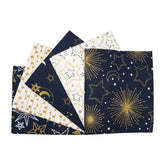 Lot de 5 Fat Quarters de Noël métallisés « Nuit étoilée » (2912-00)